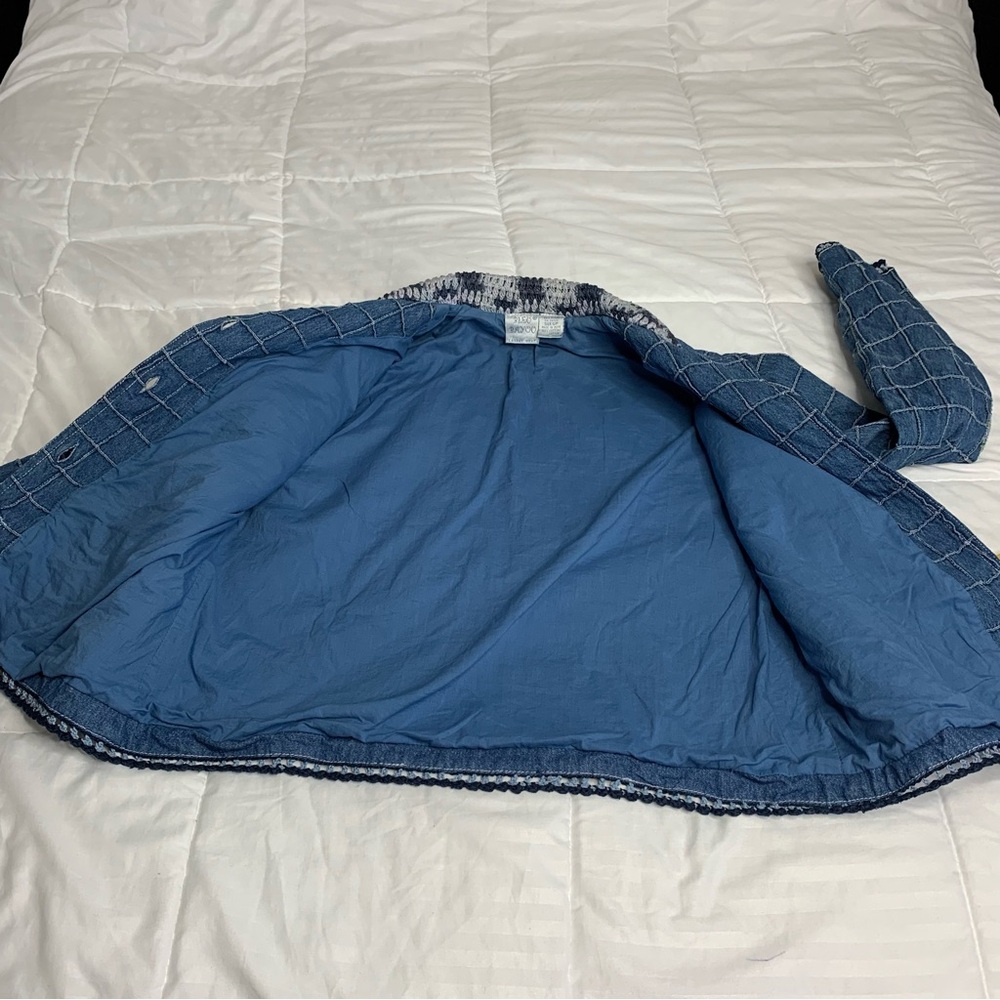 Blue Bayou Patchwork Embroidered Crochet Beaded Boho Denm jacket Women Size US S - Picture 13 of 16